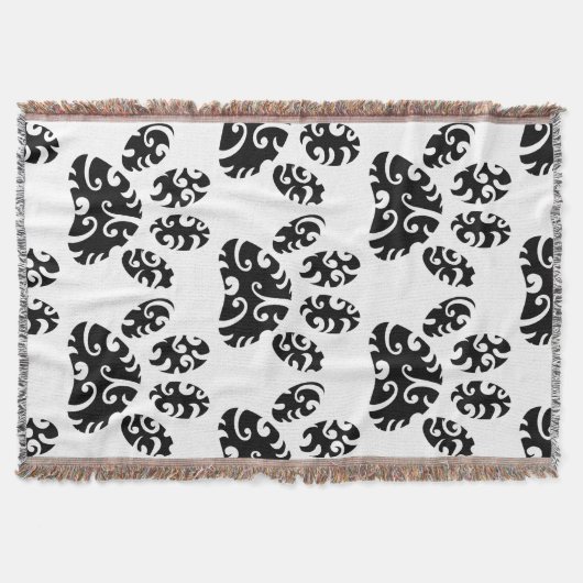Tribal Tattoo Dog Paw Print Pattern Decke (Vorderseite)