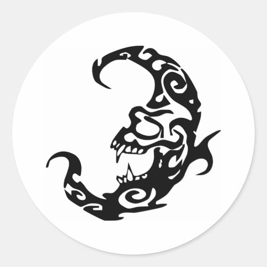 Tribal Tattoo Evil Moon Runder Aufkleber (Vorderseite)
