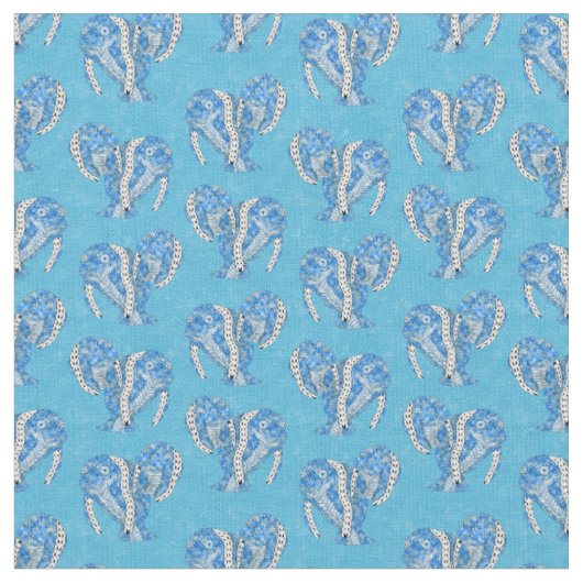 Tribal Tattoo Manatees Ocean Blue Stoff (Nahaufnahme)