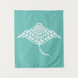 Tribal Tattoo Manta Ray Polynesischer Stil Wandteppich