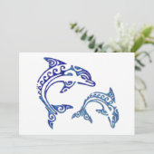 Tribal Tattoo Porpoise Duo Einladung (Stehend Vorderseite)