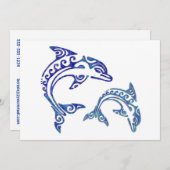 Tribal Tattoo Porpoise Duo Einladung (Vorne/Hinten)