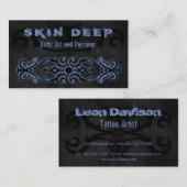 Tribal Tattoo Schwarz und Blau Grau benutzerdefini Visitenkarte (Vorne/Hinten)