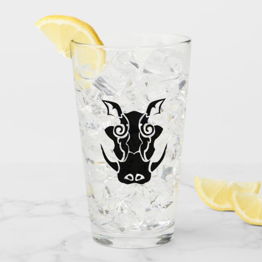 Tribal Tattoo Style Black Boar Head Glas (Vorderseite Ice)