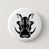 Tribal Tattoo Style Boar Head Button (Vorderseite)