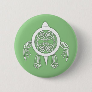 Tribal Tattoo Turtle Button