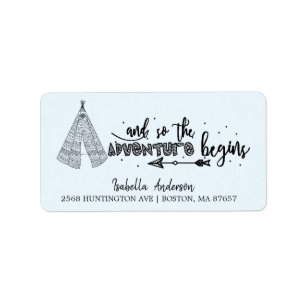 Tribal Teepee Adventure Baby Shooting Address Labe Adressaufkleber