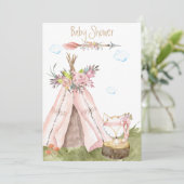 *~* Tribal Teepee Boho Fox Wald Einladung (Stehend Vorderseite)