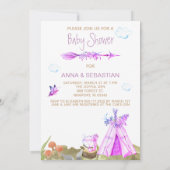 *~* Tribal Teepee Boho Fox Wald Girl Einladung (Rückseite)