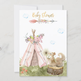 *~* Tribal Teepee Boho Squirrel Wald Einladung