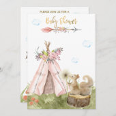 *~* Tribal Teepee Boho Squirrel Wald Wald Einladung (Vorne/Hinten)
