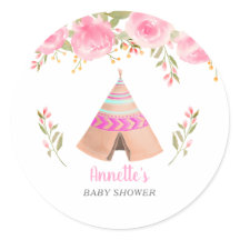Tribal Teepee Pink Floral Baby Dusche