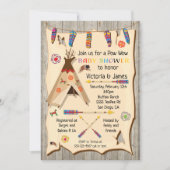 Tribal Teepee Pow wow Baby Dusche Einladung (Vorderseite)