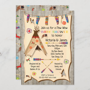 Tribal Teepee Pow wow Baby Dusche Einladung