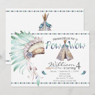 Tribal Teepee Pow Wow Geburtstagsparty Einladung