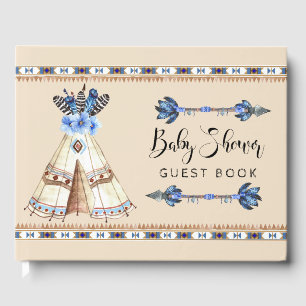 Tribal Teepee Rustikales Tribal Baby Shower Gästeb Gästebuch