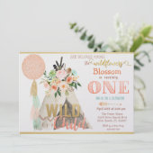 Tribal Teepee Tipi Einladung zum ersten Geburtstag (Stehend Vorderseite)