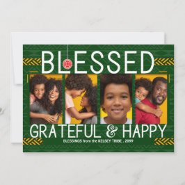 Tribal Themed Holiday Gesegnet und Happy 4 Foto Feiertagskarte