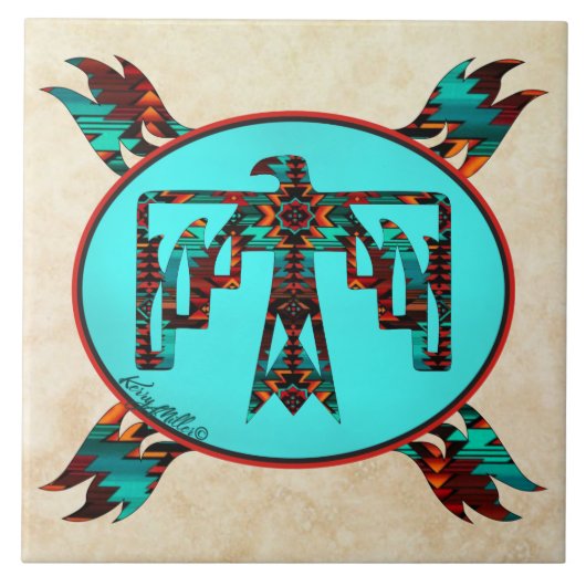 Tribal Thunderbird Keramik Tile Fliese (Vorderseite)