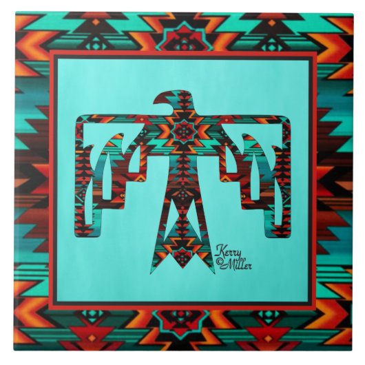 Tribal Thunderbird Keramik Tile Fliese (Vorderseite)
