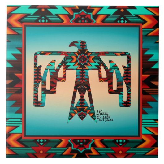 Tribal Thunderbird Keramik Tile Fliese (Vorderseite)
