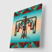 Tribal Thunderbird Wall Clock Quadratische Wanduhr (Winkel)