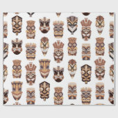 Tribal-Ti-Maske mit hölzernem Guckmuster Geschenkpapier (Flach)