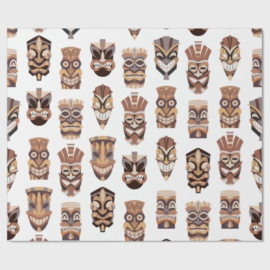 Tribal-Ti-Maske mit hölzernem Guckmuster Geschenkpapier (Flach)