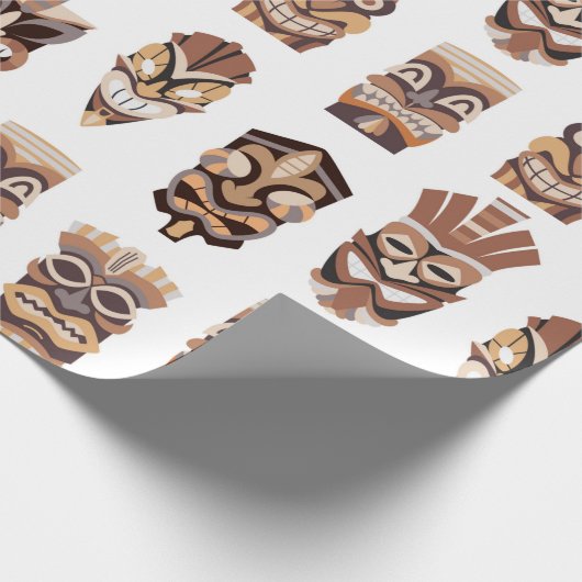 Tribal-Ti-Maske mit hölzernem Guckmuster Geschenkpapier (Ecke)