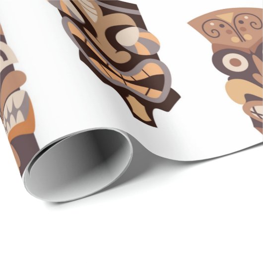 Tribal-Ti-Maske mit hölzernem Guckmuster Geschenkpapier (Rolleneckpunkt)