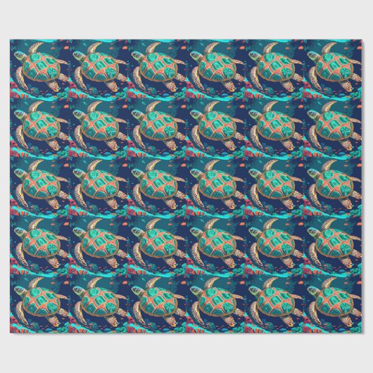 Tribal Tide Turtle Geschenkpapier (Flach)