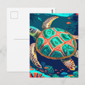 Tribal Tide Turtle Postkarte (Vorne/Hinten)