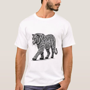 Tribal Tiger Art - Bold Black and White Illustrati T-Shirt