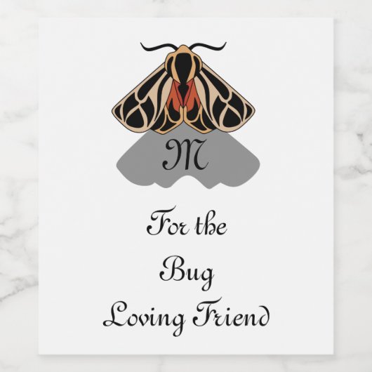 Tribal Tiger Moth Monogram Weinetikett (Einzelnes Label)