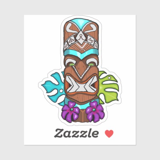 Tribal Tiki Head farbenfrohe Maske Totem Sticker (Blatt)