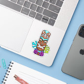 Tribal Tiki Head farbenfrohe Maske Totem Sticker (Laptop mit iPhone)