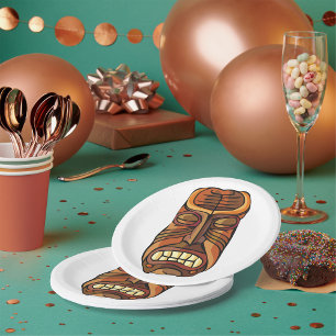 Tribal-Tiki-Maske im polynesischen Stil Pappteller