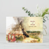 Tribal Tipi und Füchse in Liebe Boho Teepee Weddin Einladung (Stehend Vorderseite)