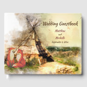 Tribal Tipi und Füchse in Liebe Boho Teepee Weddin Gästebuch (Vorderseite)