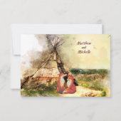 Tribal Tipi und Füchse in Liebe Boho Teepee Weddin RSVP Karte (Rückseite)
