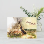 Tribal Tipi und Heart Arrow Boho Teepee Wedding Save The Date (Stehend Vorderseite)