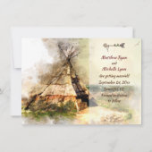 Tribal Tipi und Heart Arrow Boho Teepee Wedding Save The Date (Rückseite)