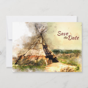 Tribal Tipi und Heart Arrow Boho Teepee Wedding Save The Date