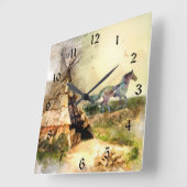 Tribal Tipi und Indischer Pony Boho Horse Teepee Quadratische Wanduhr (Winkel)
