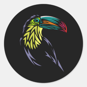 Tribal Toucan Bird Runder Aufkleber