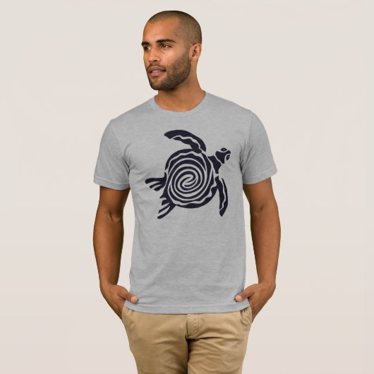 Tribal Turtle Art in Dark Blue T - Shirt (Vorne ganz)