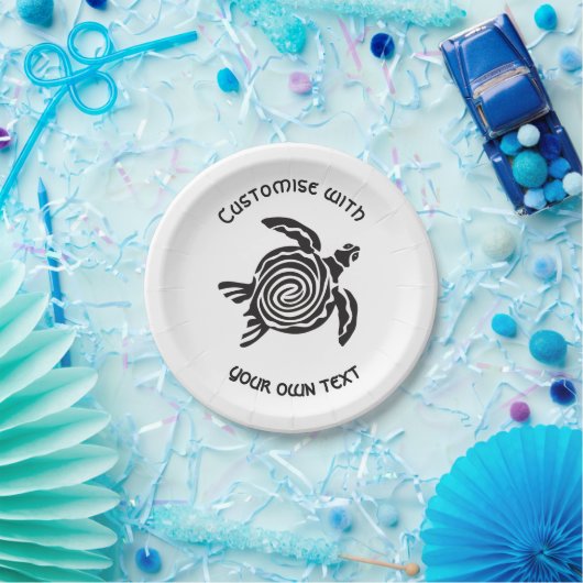 Tribal Turtle Design Custom Text Pappteller (Party)