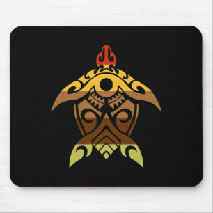 Tribal Turtle Erntedank Day Cool Polynesien Fallen Mousepad