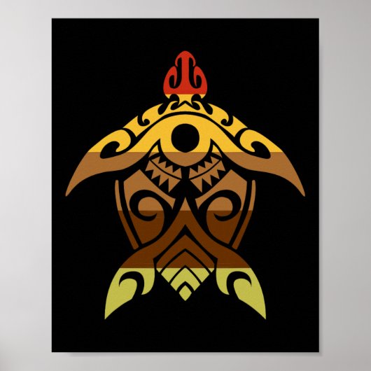 Tribal Turtle Erntedank Day Cool Polynesien Fallen Poster (Vorne)