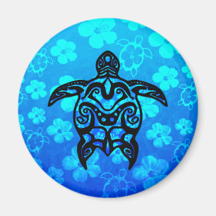 Tribal Turtle Hibiskus Magnet